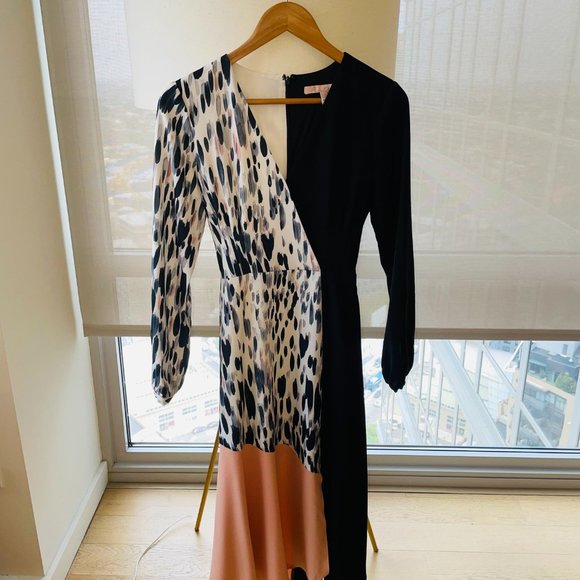 Hutch Watercolor Colorblock Faux Wrap Dress - Picture 2 of 3